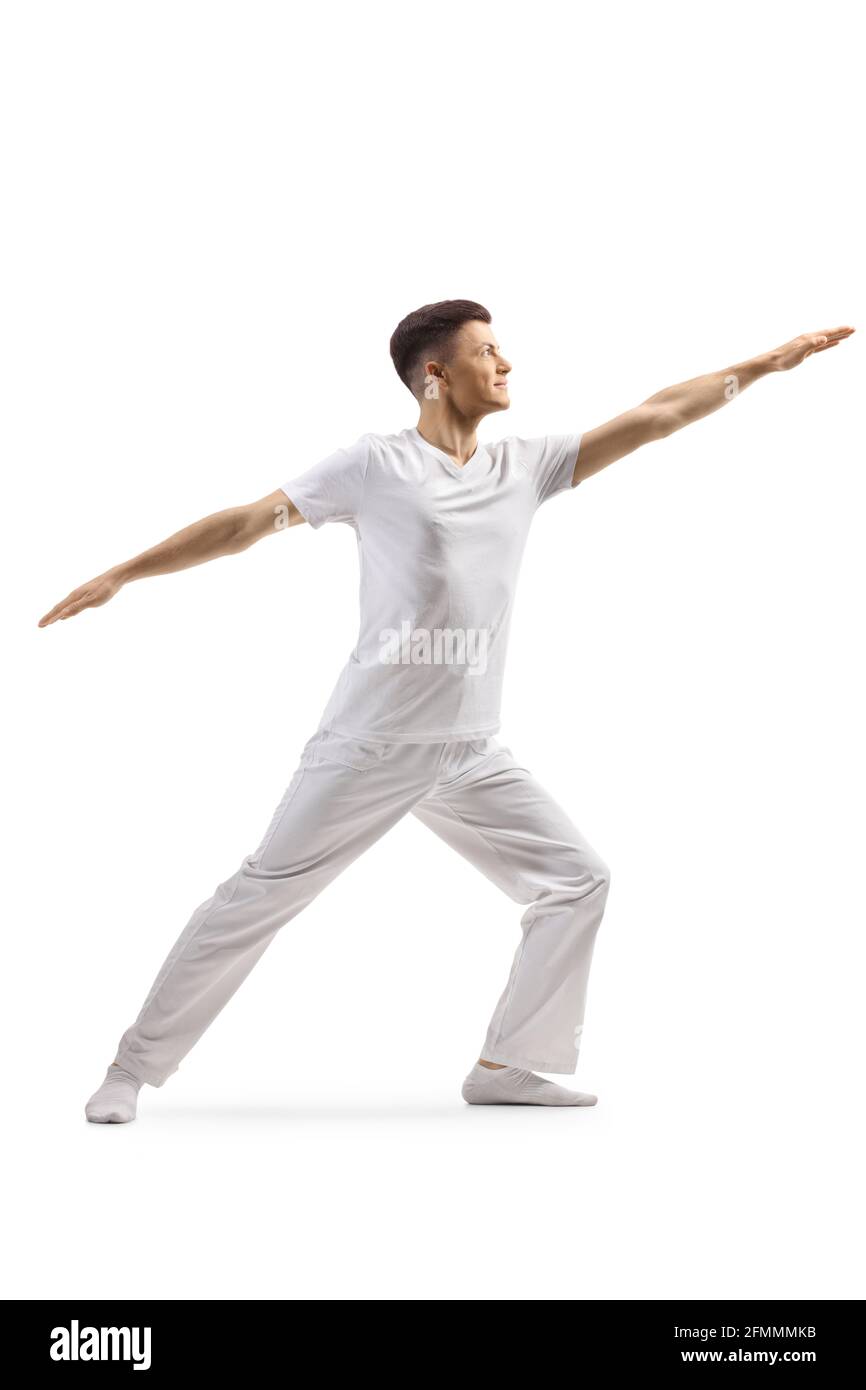 Male artist performing modern ballet dance isolated on white background Stock Photo