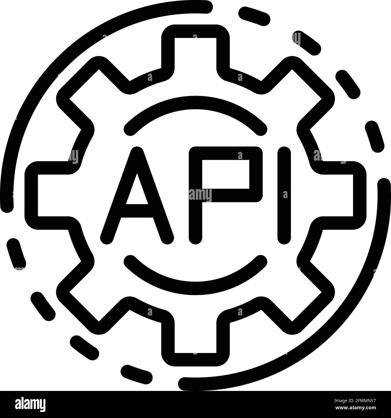 Api code gear icon. Outline Api code gear vector icon for web design ...