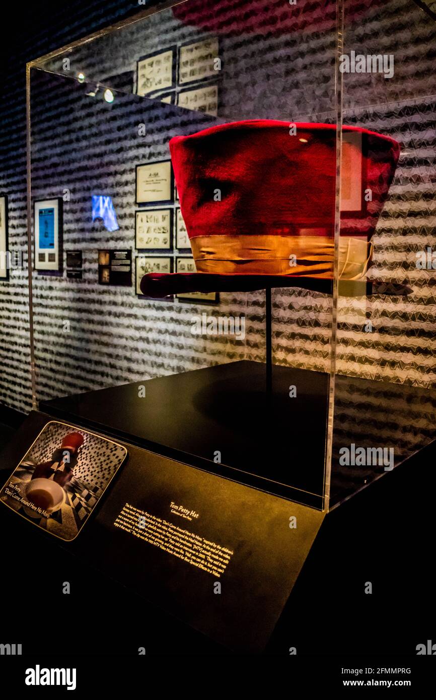 Cleveland, OH, USA - July 14, 2018: A Tom Petty Hat collection inside Stock Photo