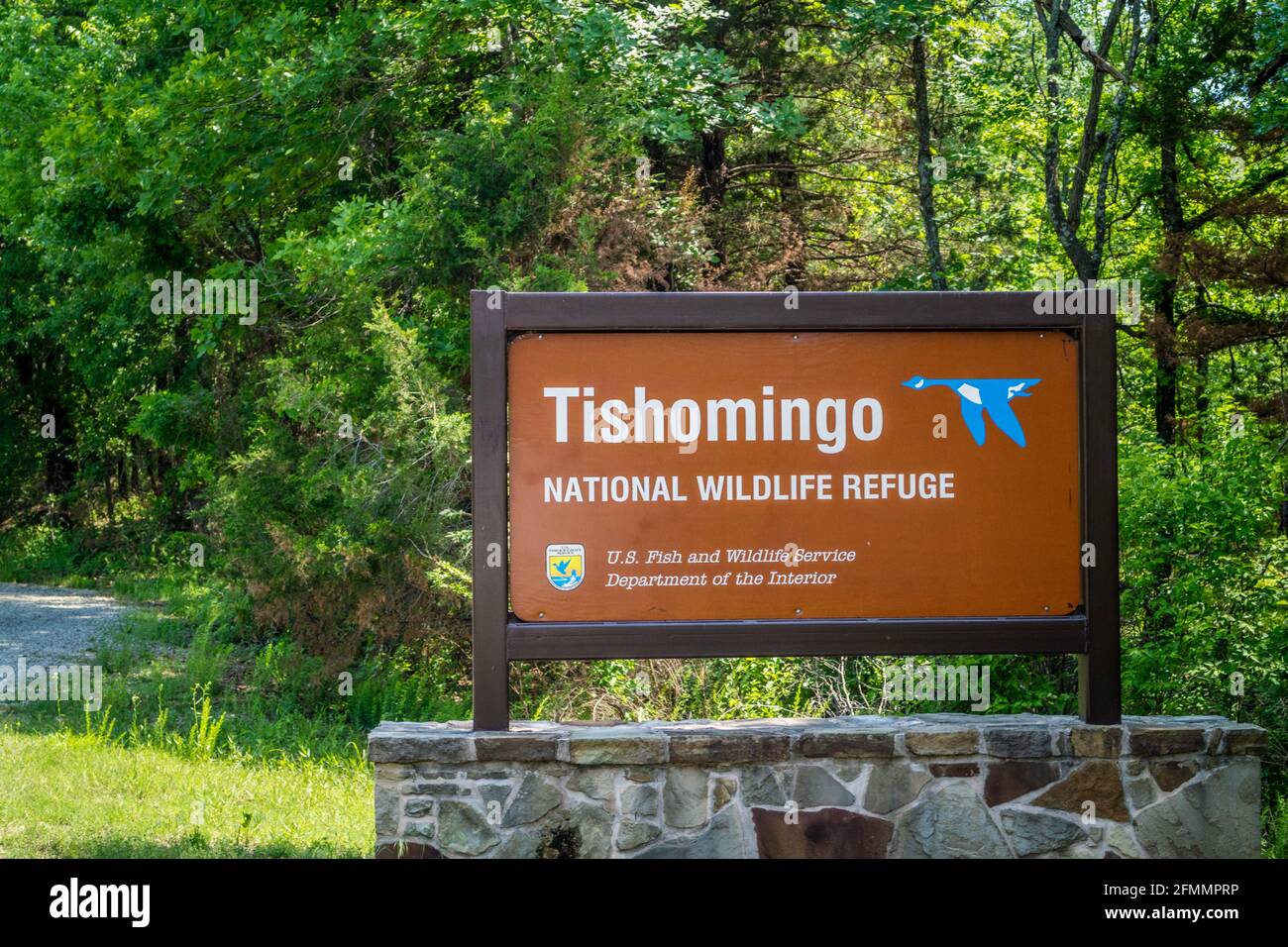 Tishomingo Wildlife Refuge, OK, USA - May 12, 2018: A welcoming signbo Stock Photo