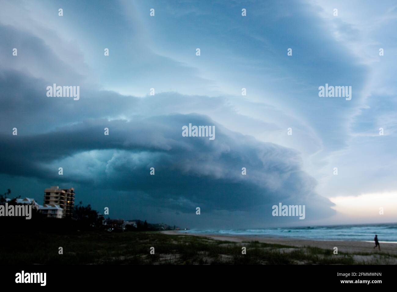 Storm Clouds Over Gold Coast Beach, Queensland, Australia Stock Photo