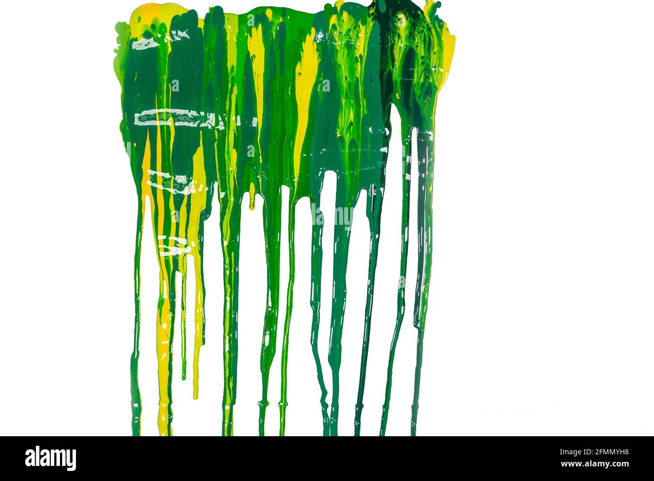 abstract art every green background. every green are shaded from light green to strong green, dripping into the white paper. Stock Photo