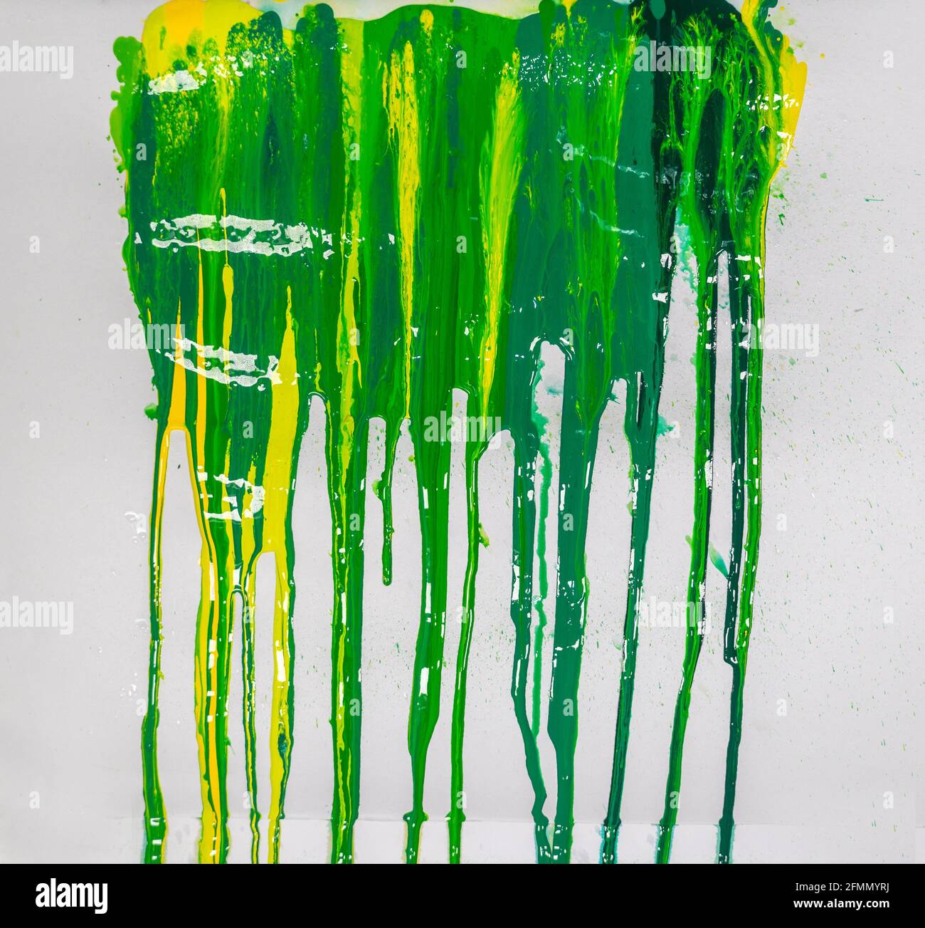 abstract art every green background. every green are shaded from light green to strong green, dripping into the white paper. Stock Photo