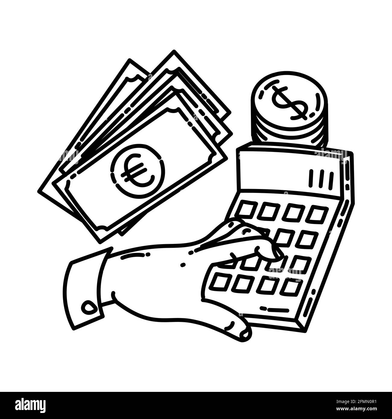 Calculation Activity Finance Hand Drawn Icon Set Vector Stock Vector ...