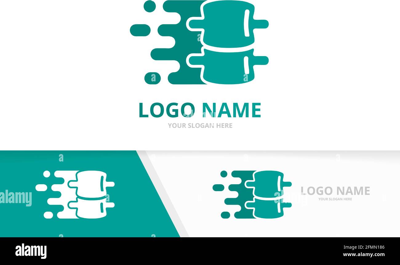 Vector speed spine logo combination. Quick vertebral column logotype design template. Stock Vector