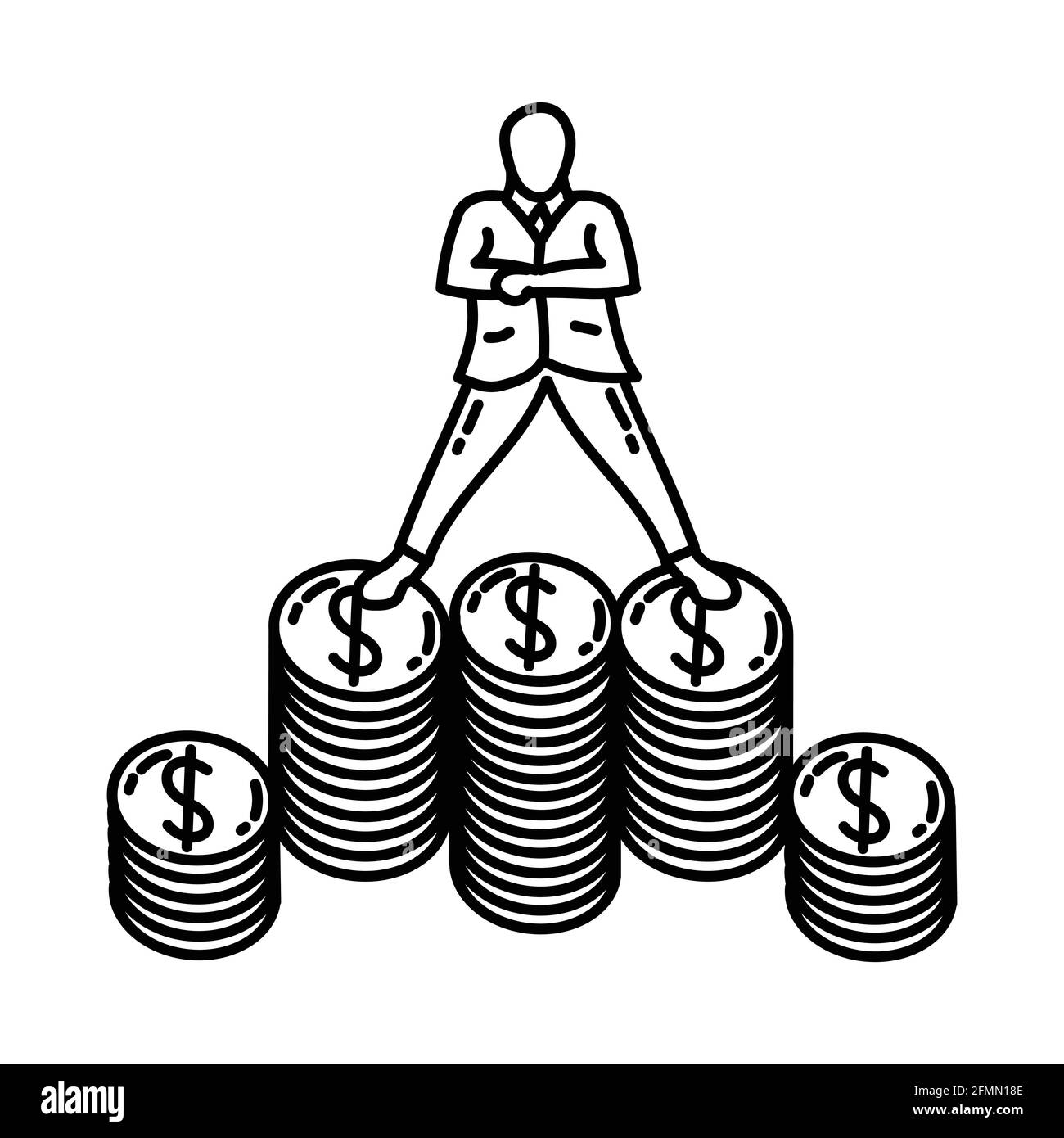 Investor Activity Finance Hand Drawn Icon Set Vector. Stock Vector