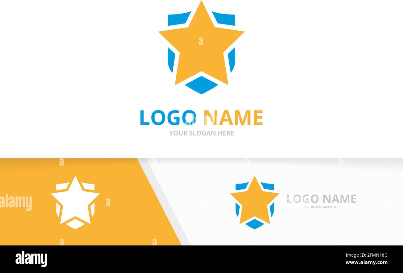 Vector shield and star logo combination. Security leader logotype design template. Stock Vector