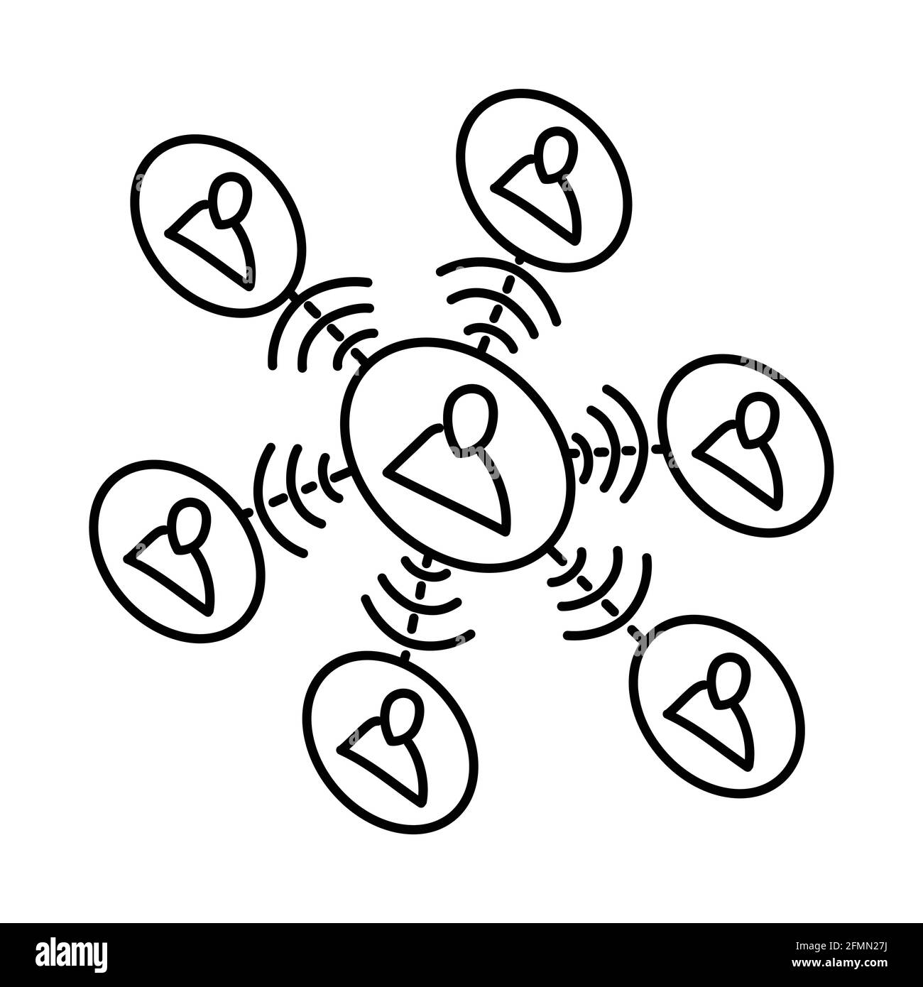 Network as Telecommunication Equipment Hand Drawn Icon Set Vector Stock ...