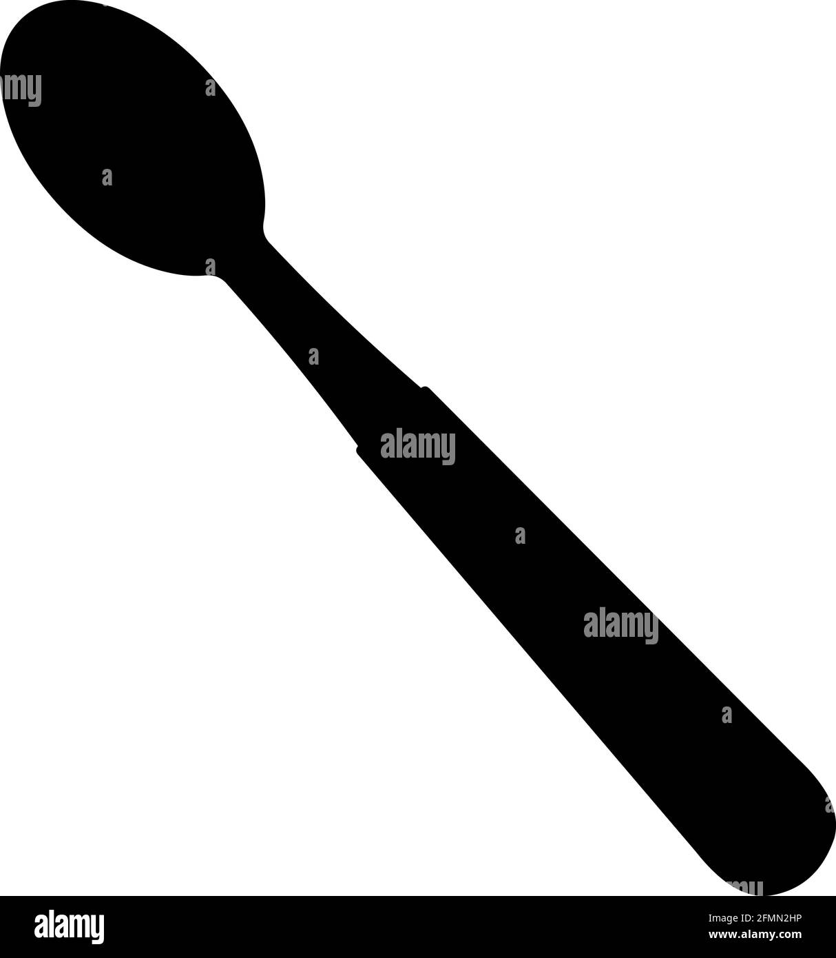 Vector illustration of black silhouette of a teaspoon Stock Vector