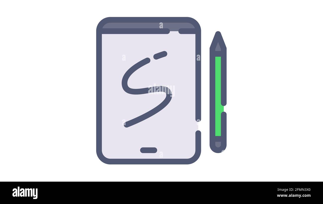 sketchbook tablet drawing single isolated icon with flat dash or dashed ...