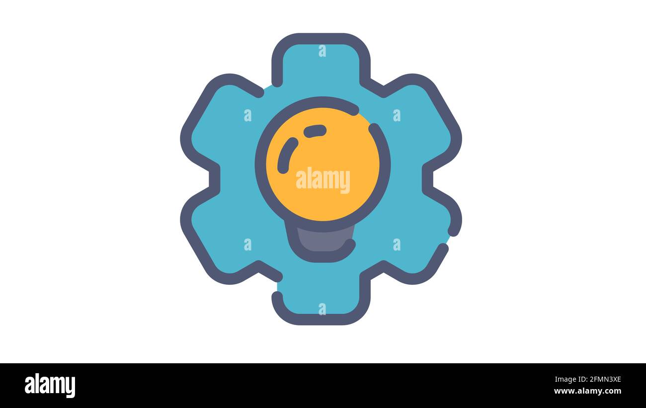 creative process gear single isolated icon with flat dash or dashed ...
