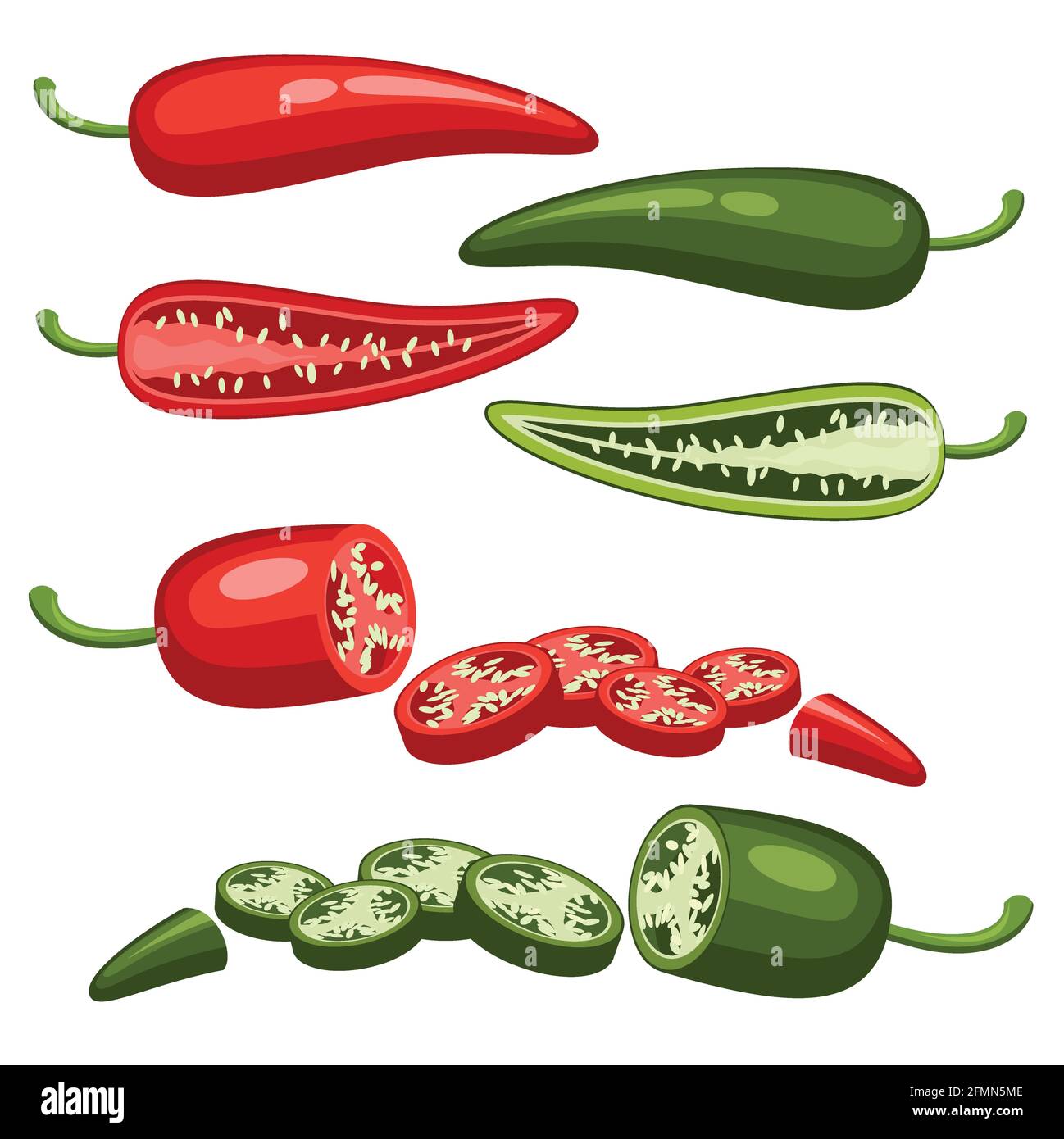 red and green chilly pepper Stock Vector