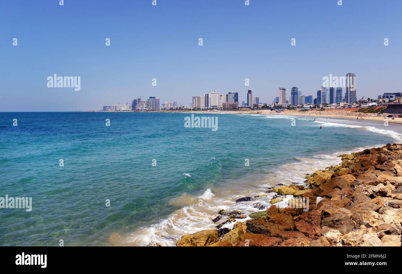 The changing skyline of Tel-Aviv, Israel. Stock Photo