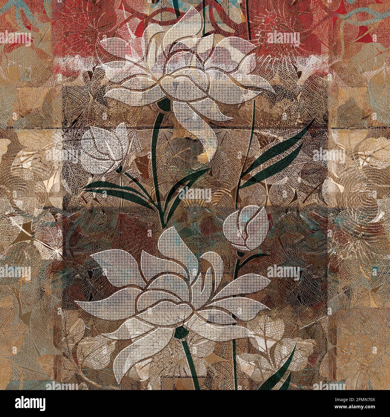 brown and red color flower design image use for wall tile and wall paper Stock Photo Alamy