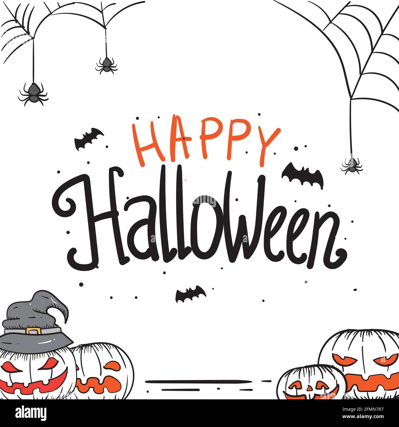 Hand Drawn Halloween Pumpkin Jack o Lantern Vector Poster Illustration ...