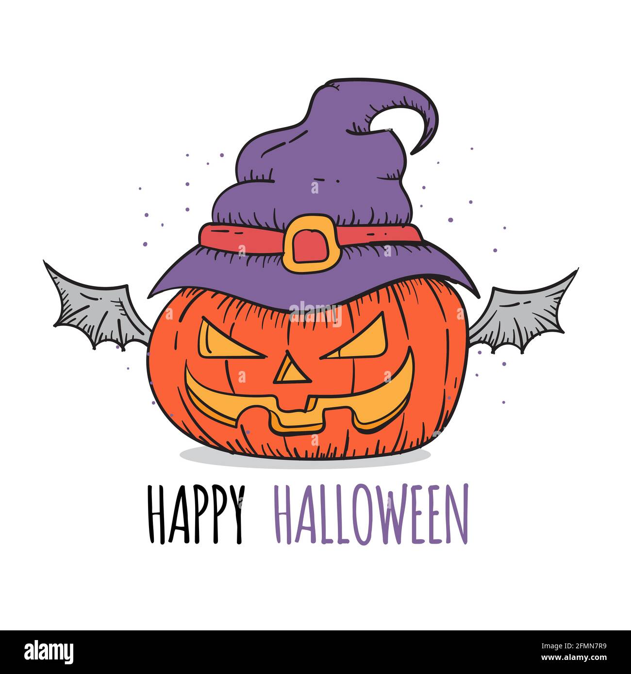Hand Drawn Halloween Pumpkin Jack o Lantern Vector Poster Illustration ...