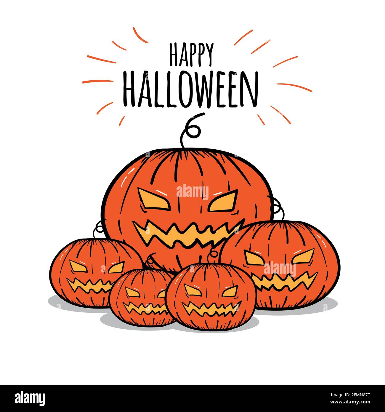 Hand Drawn Halloween Pumpkin Jack o Lantern Vector Poster Illustration ...