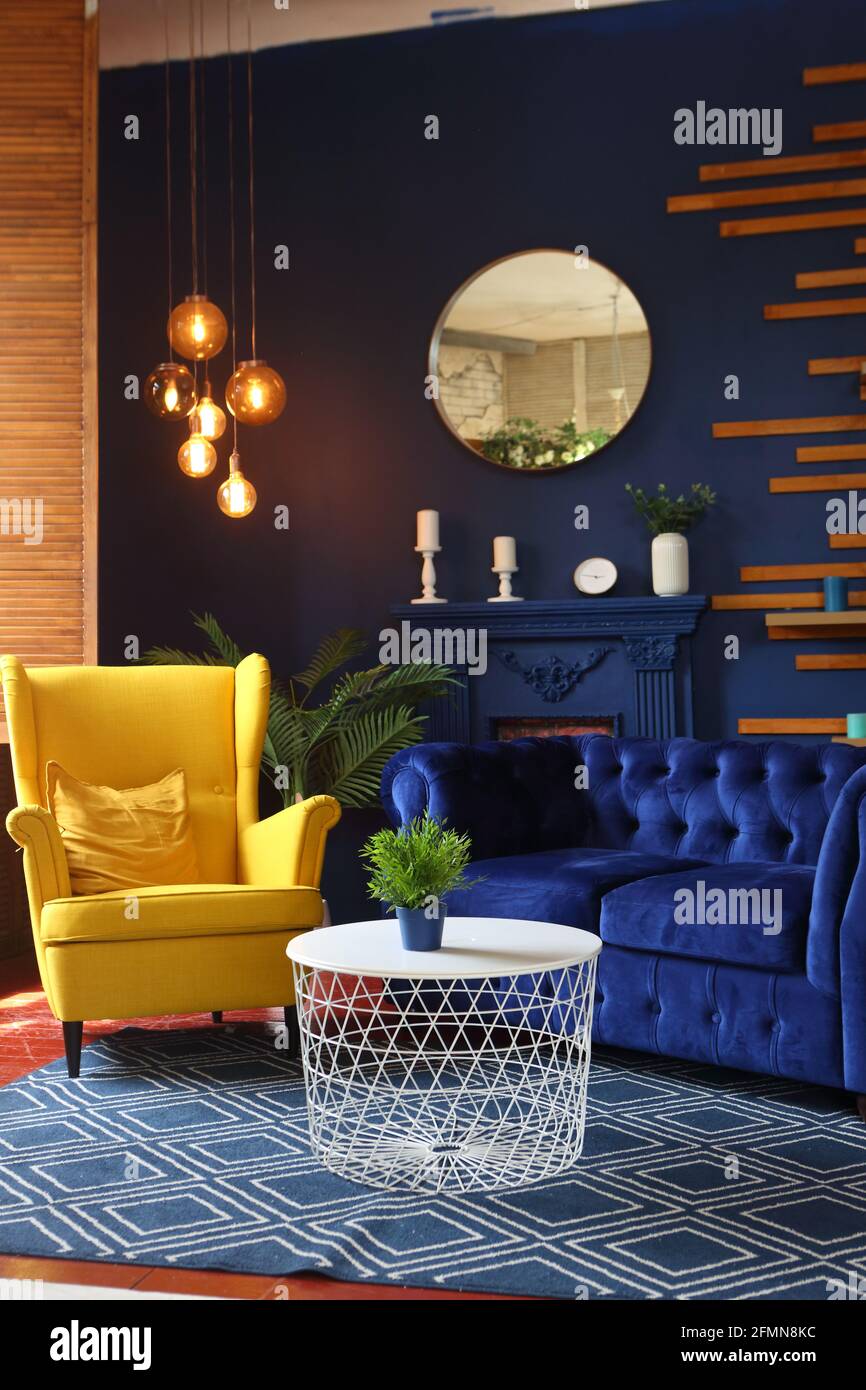 Blue and sale yellow sofa set