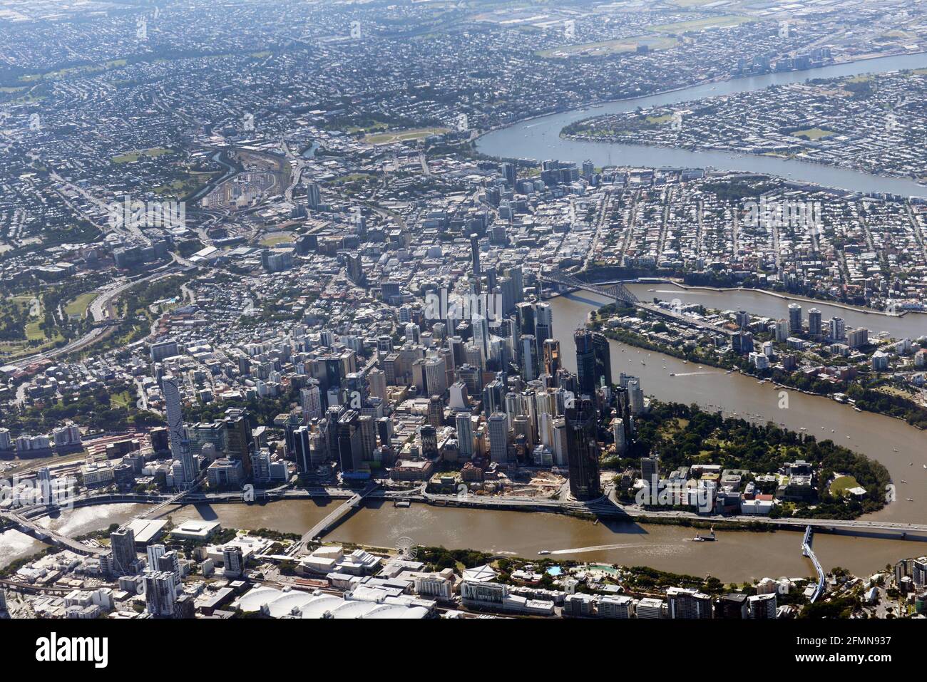 Aerial View Of Brisbane's Downtown Stock Photo - Alamy