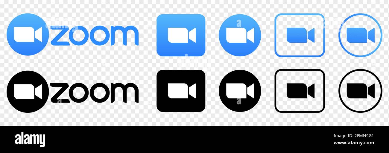 Vinnytsia, Ukraine - May 10, 2021: Zoom camera icons. Zoom video logo