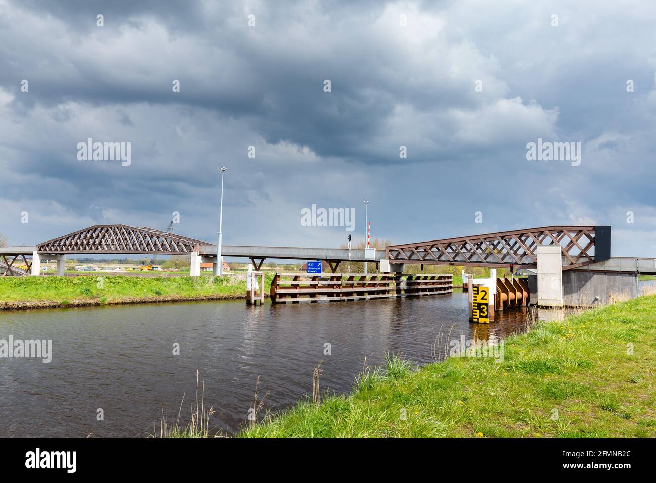Wooden Bicyle bridge in Groningen The Netherlands Stock Photo