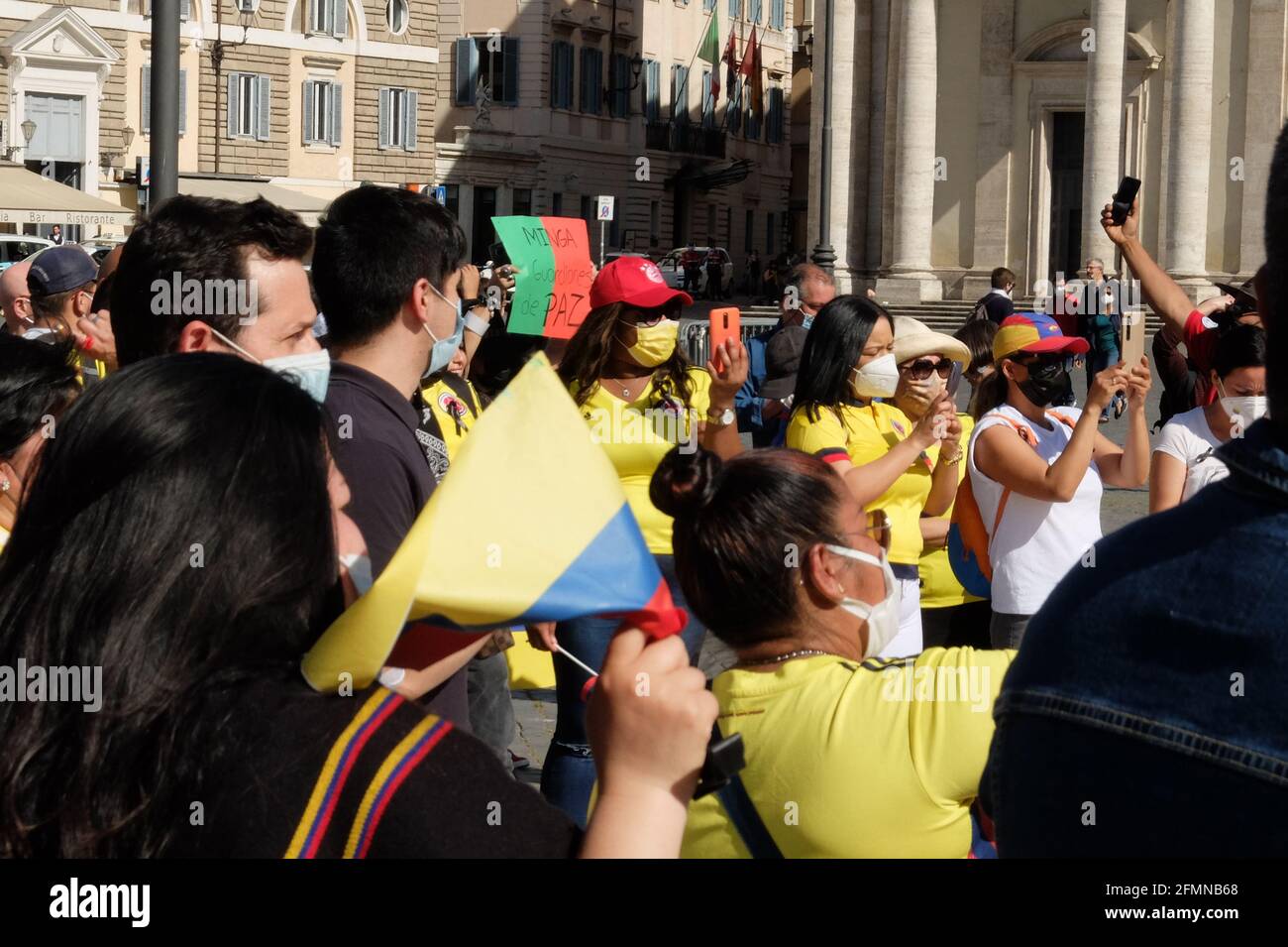 10th May 2021 - Anti Colombian government protest in Piazza del Popolo in Rome, Italy Stock Photo