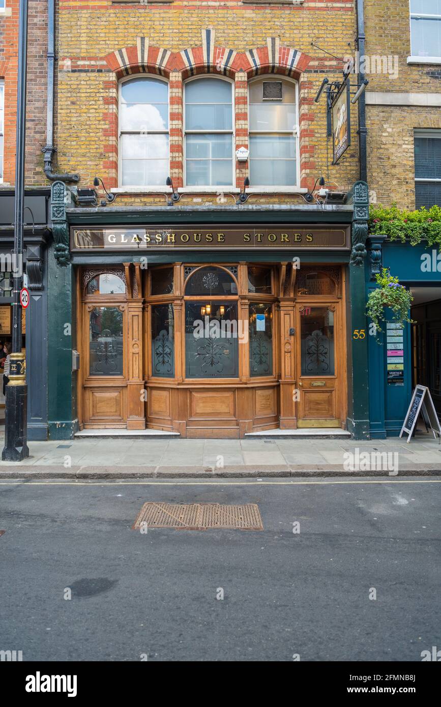 Exterior of the Glasshouse Stores, a small traditional pub in Brewer