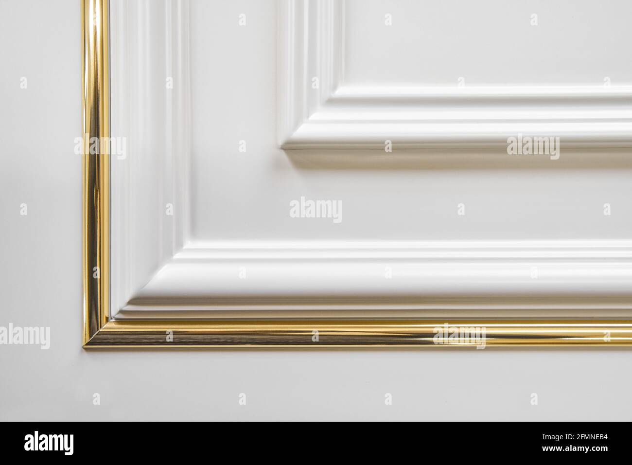 Furniture white facade panel with molding decorative strip in classical