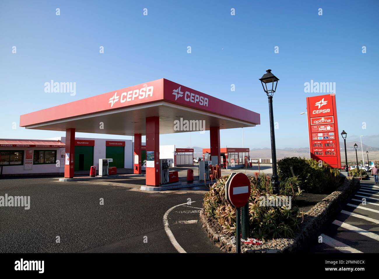 Cepsa fuel petrol station Lanzarote Canary Islands Spain Stock Photo