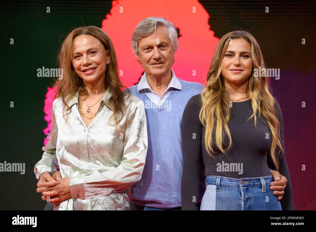 Lena Olin, Lasse Hallstrom and daughter Tora Hallstrom present their new film project about the Swedish artist Hilma af Klint in Stockholm, Sweden, on May 10, 2021. Photo: Henrik Montgomery / TT code 10060 Stock Photo