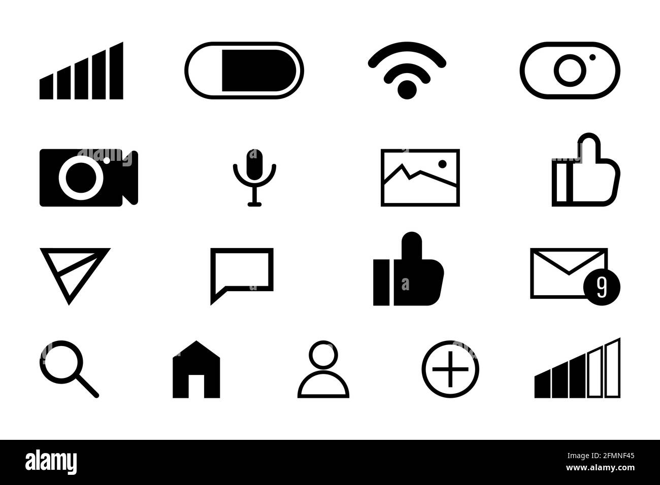 Icons for phone, smartphone, messengers. Simple flat vector icons ...