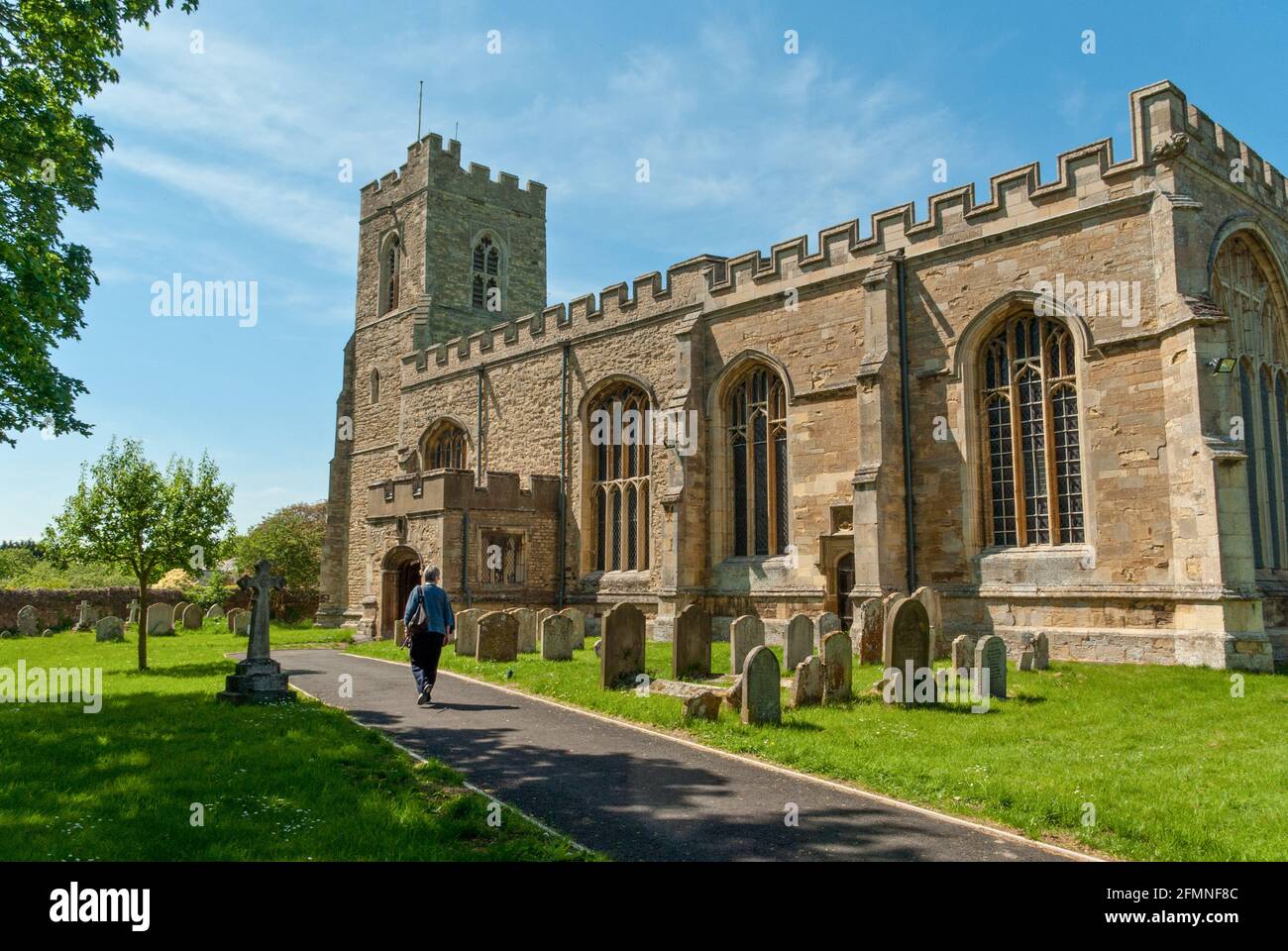 Parish church of St Lawrence in the village of Willington, Bedfordshire, UK; 16th century rebuild or restore by Sir John Gostwick Stock Photo