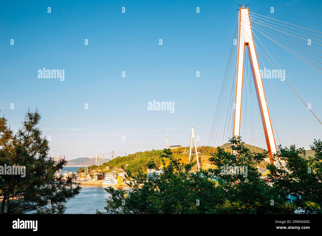 Dolsan bridge and sea in Yeosu, Korea Stock Photo