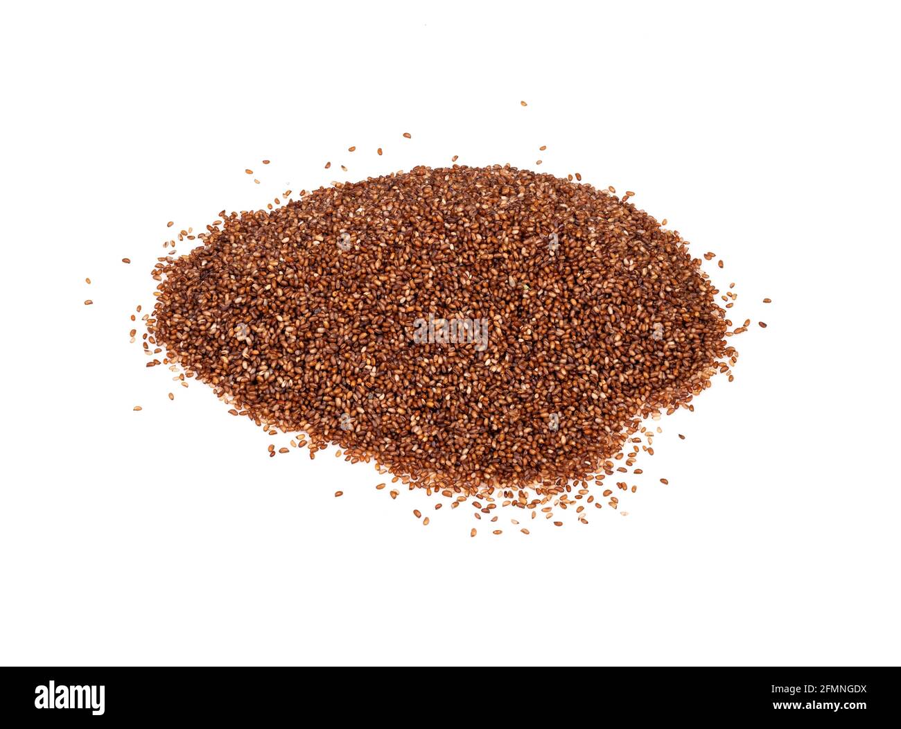 handful of wholegrain teff seeds closeup on white background Stock Photo