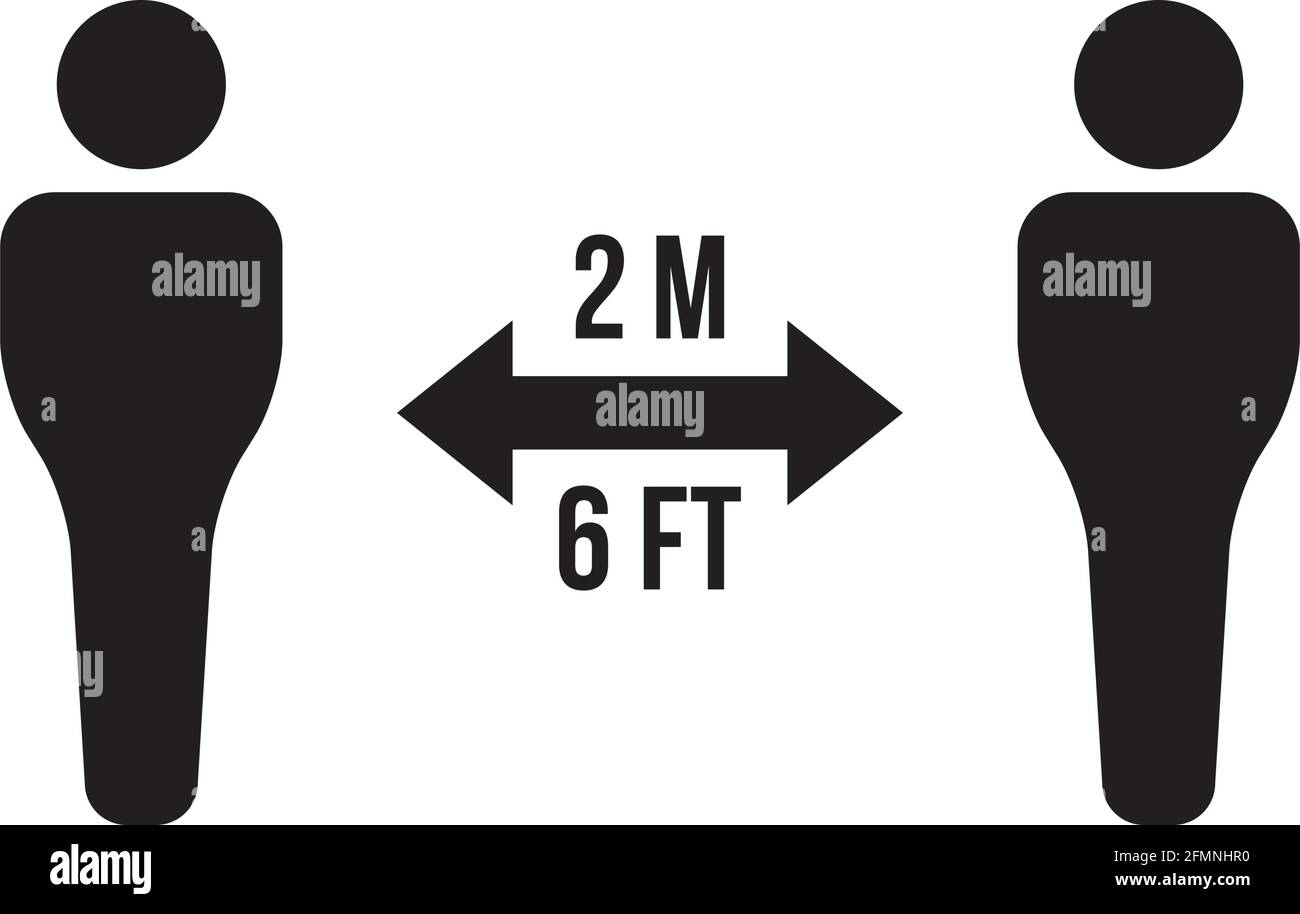 Social distancing icon vector symbol of keep safe distance sign in a ...