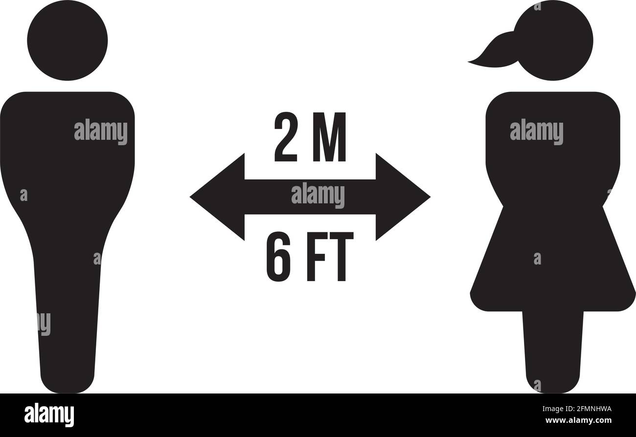 Social distancing icon vector symbol of keep safe distance sign in a ...