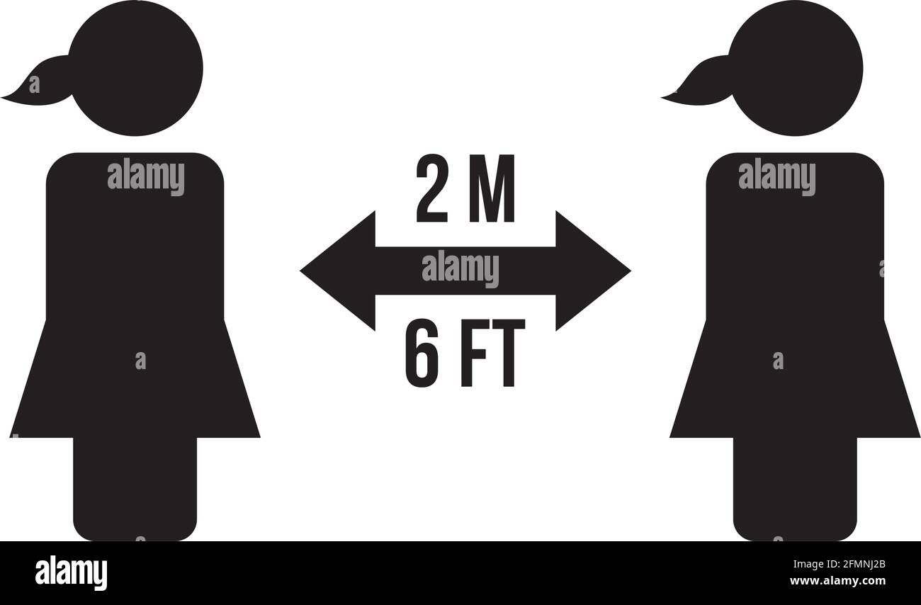 Social distancing icon vector symbol of keep safe distance sign in a ...