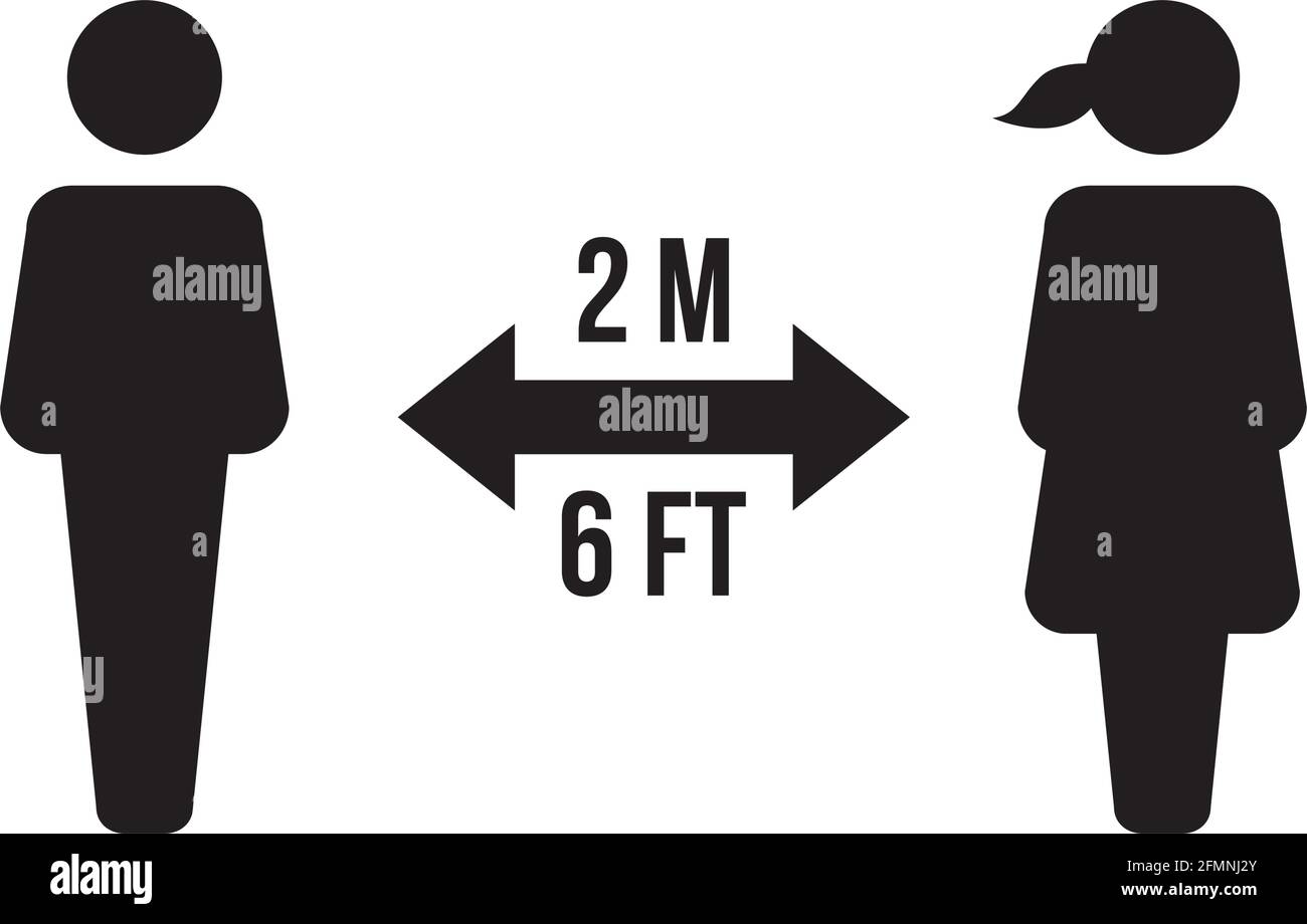 Social distancing icon vector symbol of keep safe distance sign in a ...