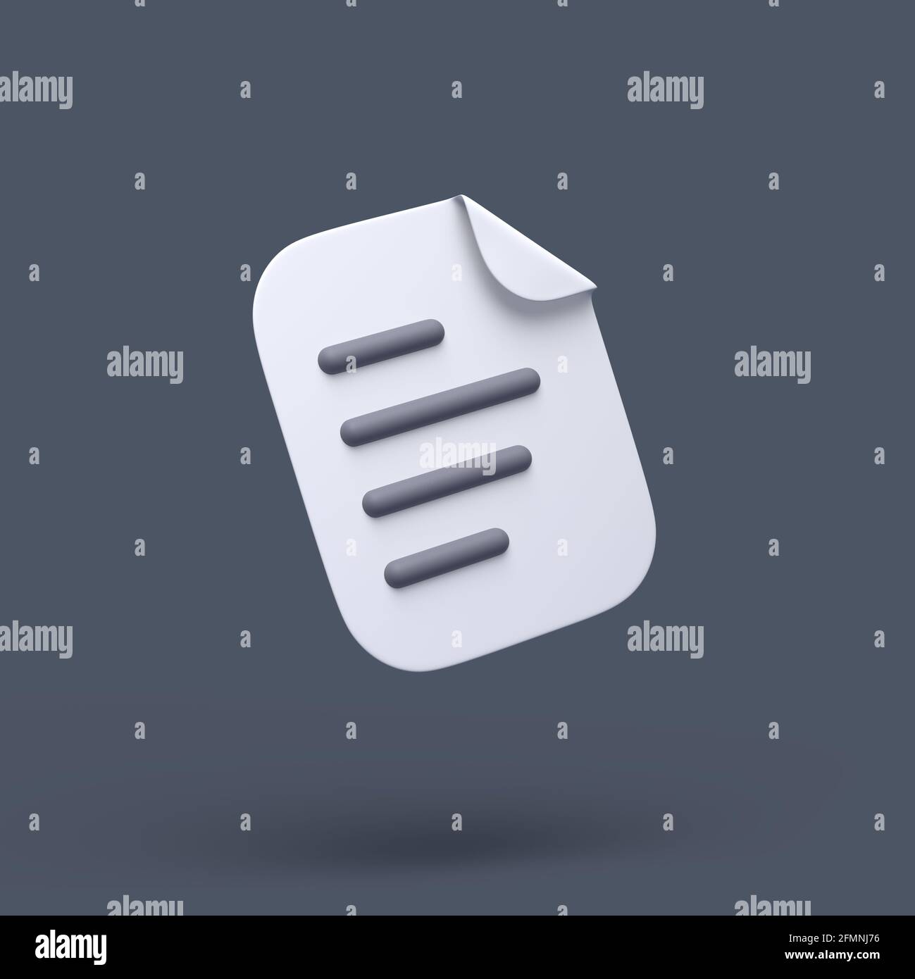 3d simple text file or blank icon with bent corner on grey pastel ...