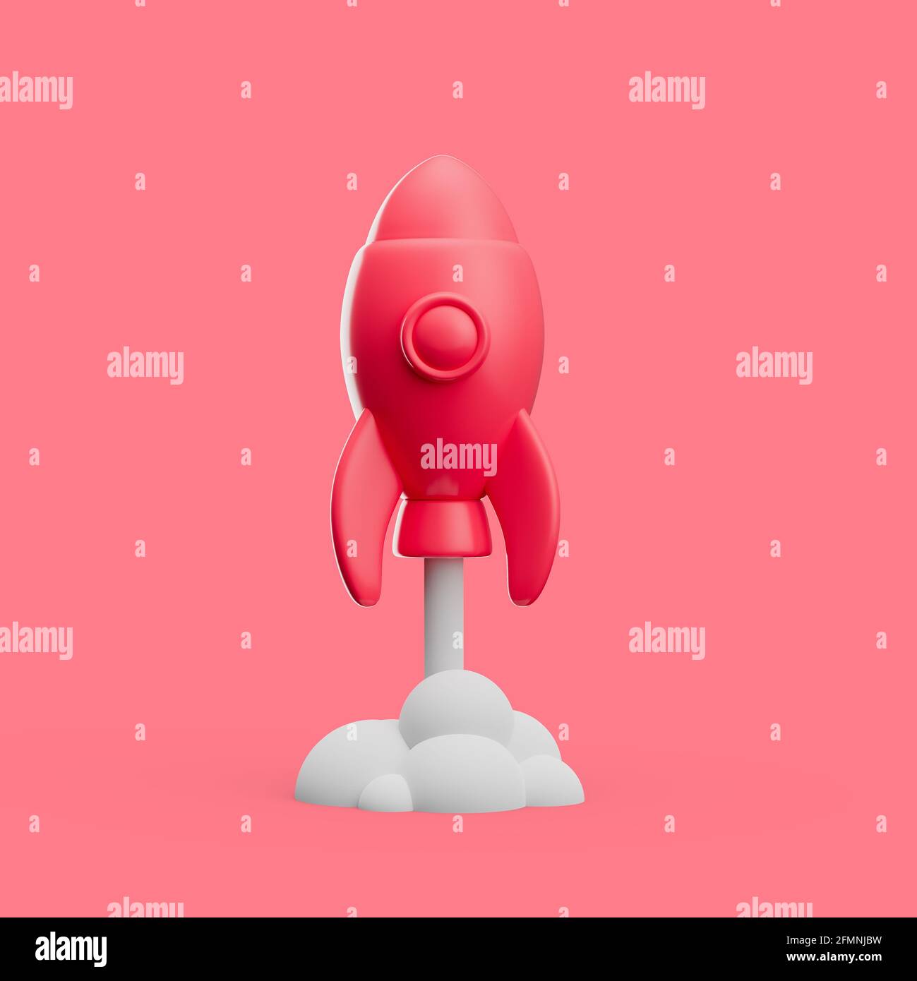 3d simple flying rocket icon on white background with clear shadow ...