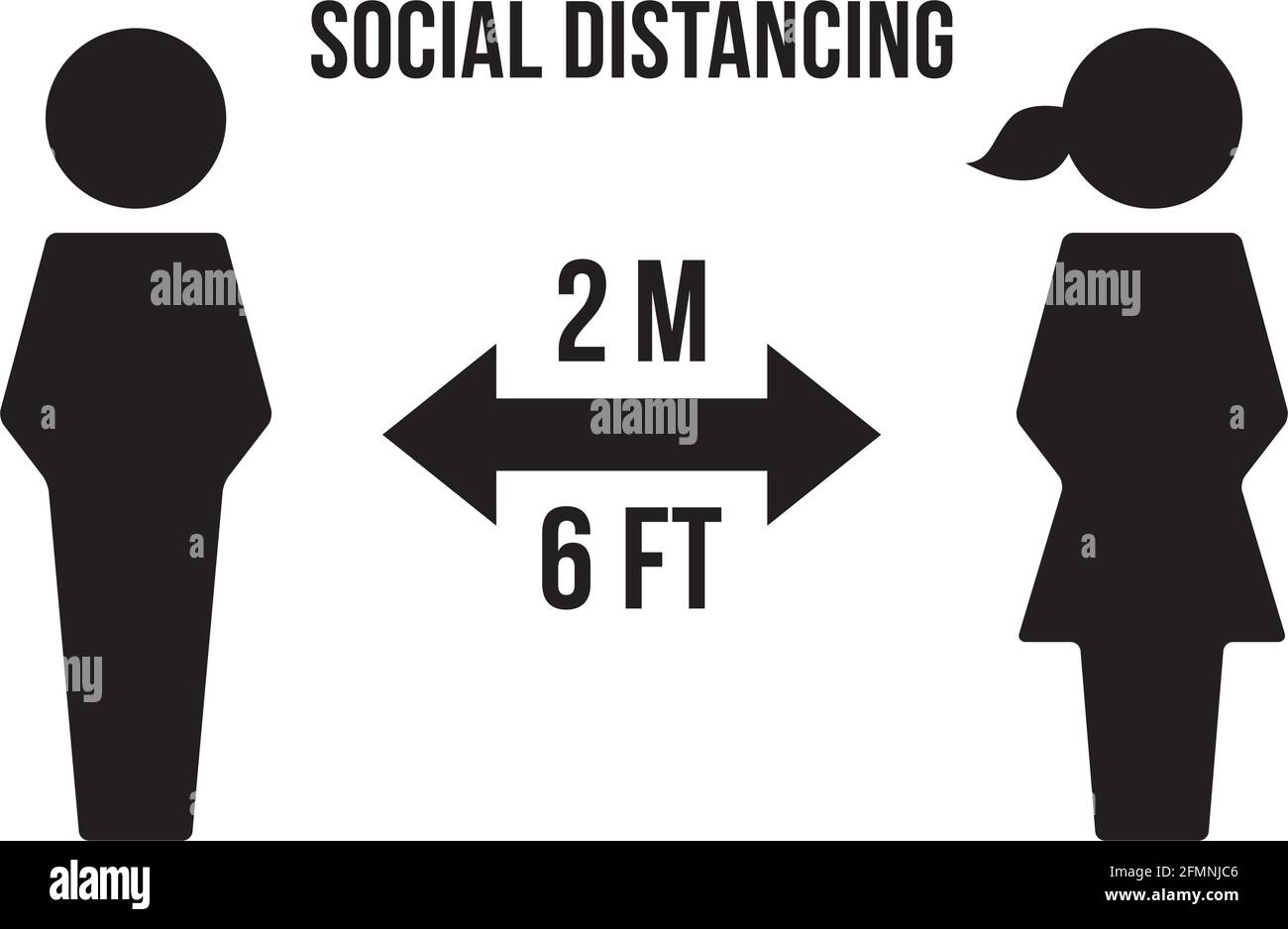 Social distancing icon vector symbol of keep safe distance sign in a ...