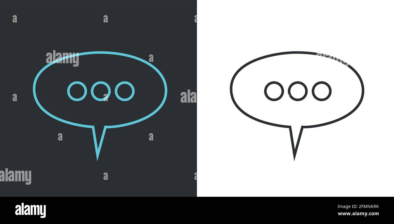 Neon chat icon set flat design.Texting symbol. Vector. Stock Vector
