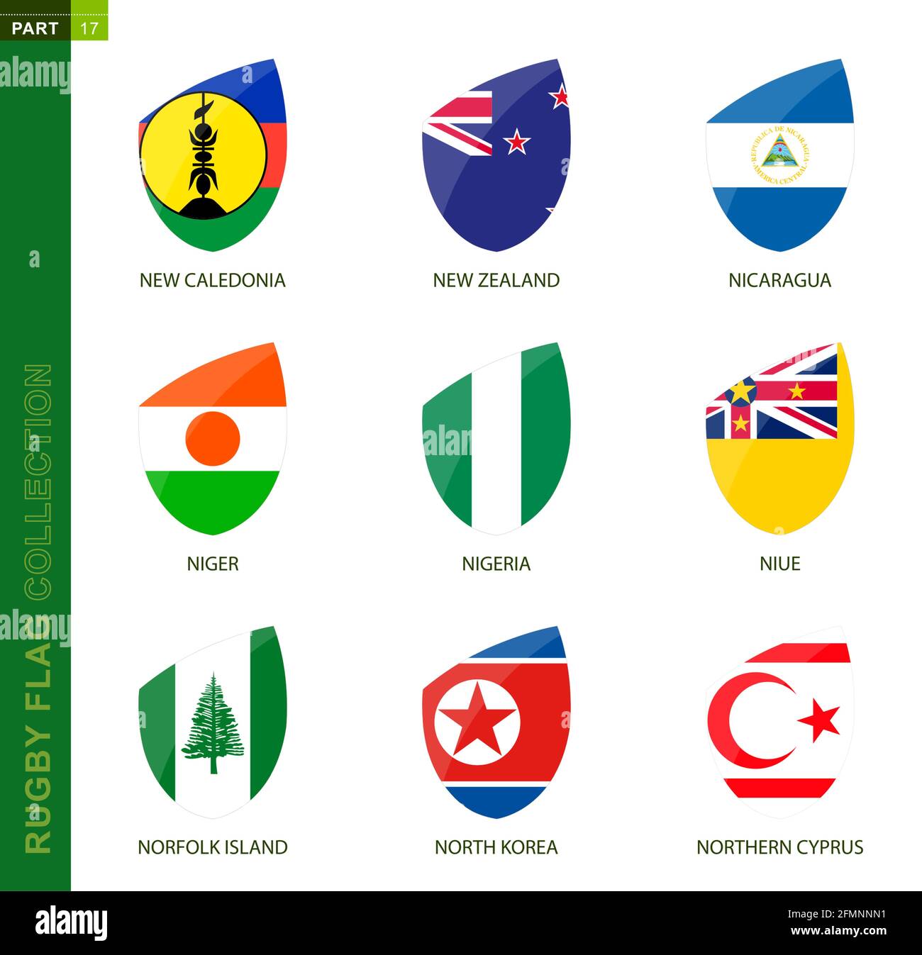 Rugby flag collection. Rugby icon with flag of 9 countries: New ...