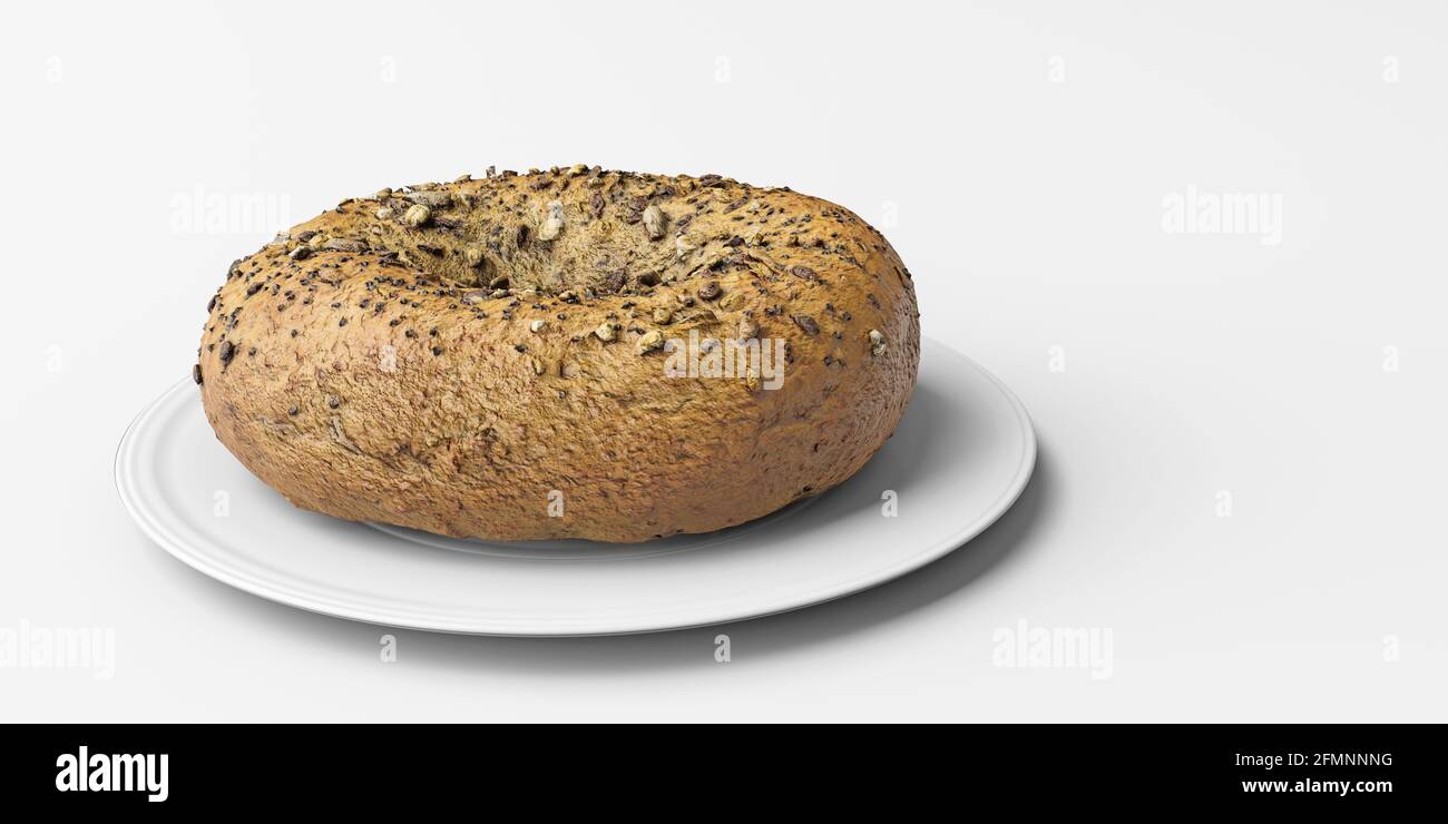 bread isolated on white background 3d illustration Stock Photo - Alamy