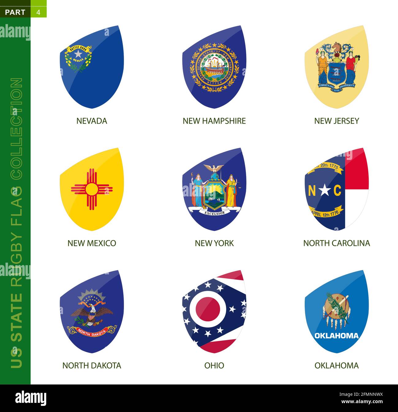 Rugby flag collection. Rugby icon with flag of 9 US states: Nevada, New  Hampshire, New Jersey, New Mexico, New York, North Carolina, North Dakota,  Ohi Stock Vector Image & Art - Alamy