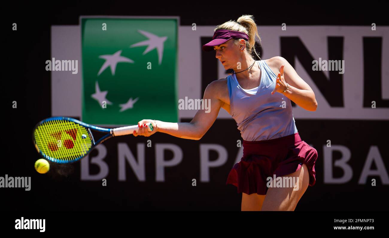Rome, Italy, May 10, 2021, Marta Kostyuk of Ukraine in action during the  first round of the 2021 Internazionali BNL d'Italia, WTA 1000 tennis  tournament on May 10, 2021 at Foro Italico