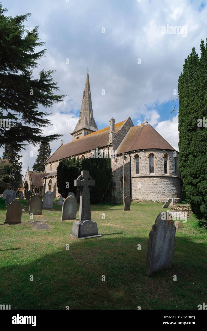 Mistley church, view of the churchyard and Parish Church of St Mary and St Michael (1870), Mistley With Manningtree, Essex, England, UK Stock Photo