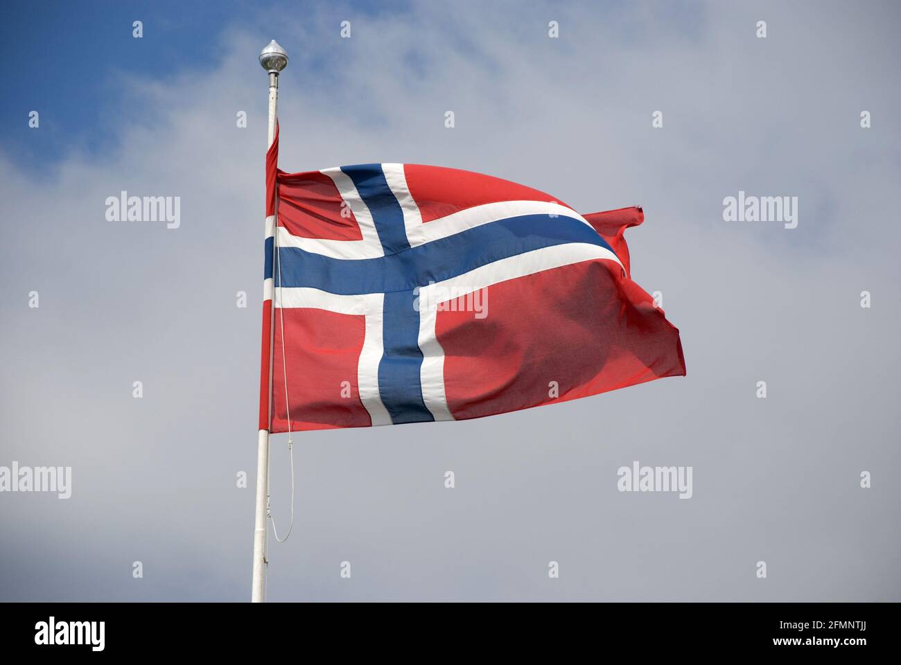 Flag Of Norway On A Pole Stock Photo Alamy