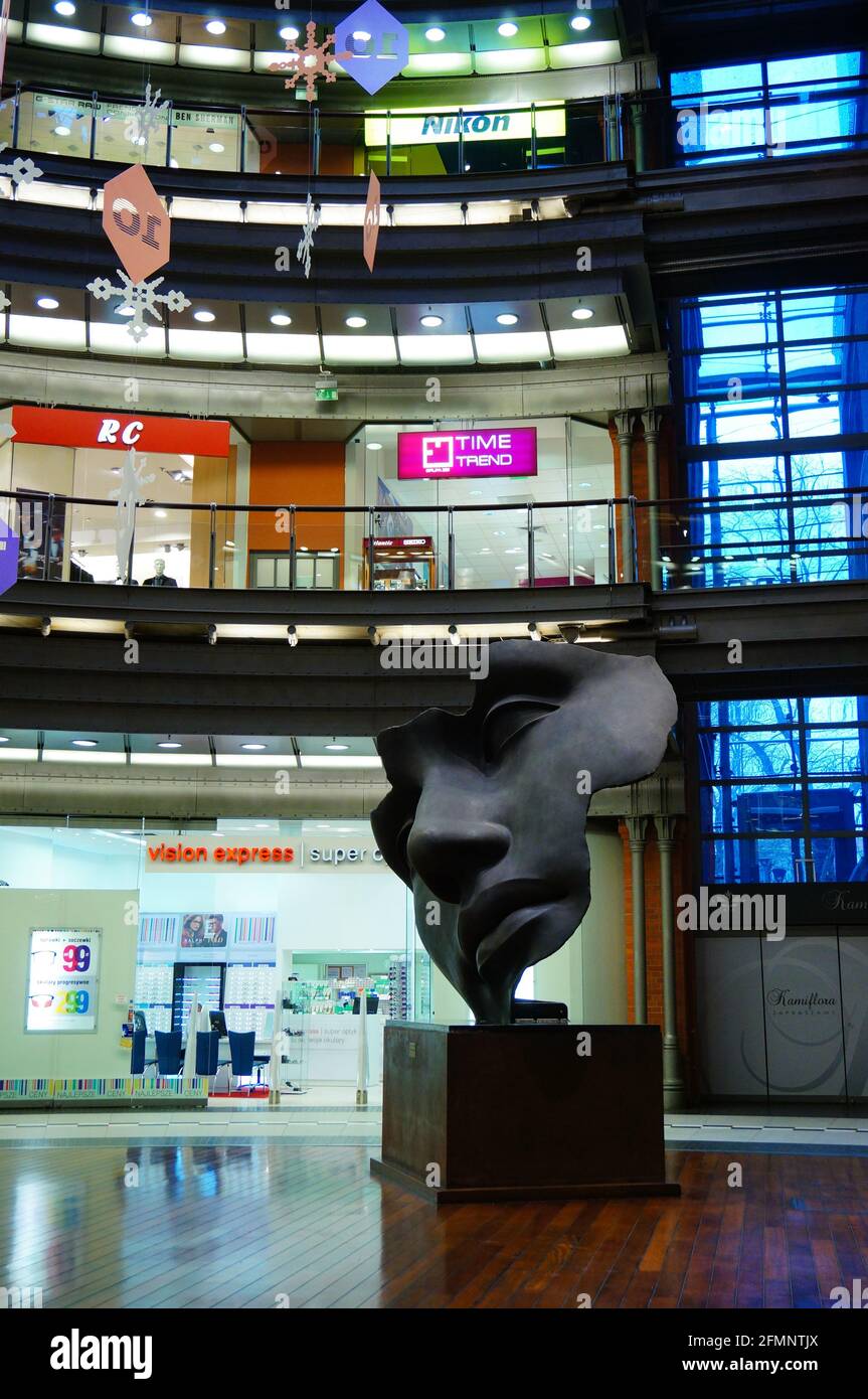 POZNAN, POLAND - Dec 01, 2013: Sculpture in the Stary Browar shopping mall. Stock Photo