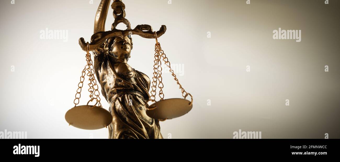 The Statue of Justice symbol, legal law concept. Filtered photo Stock Photo